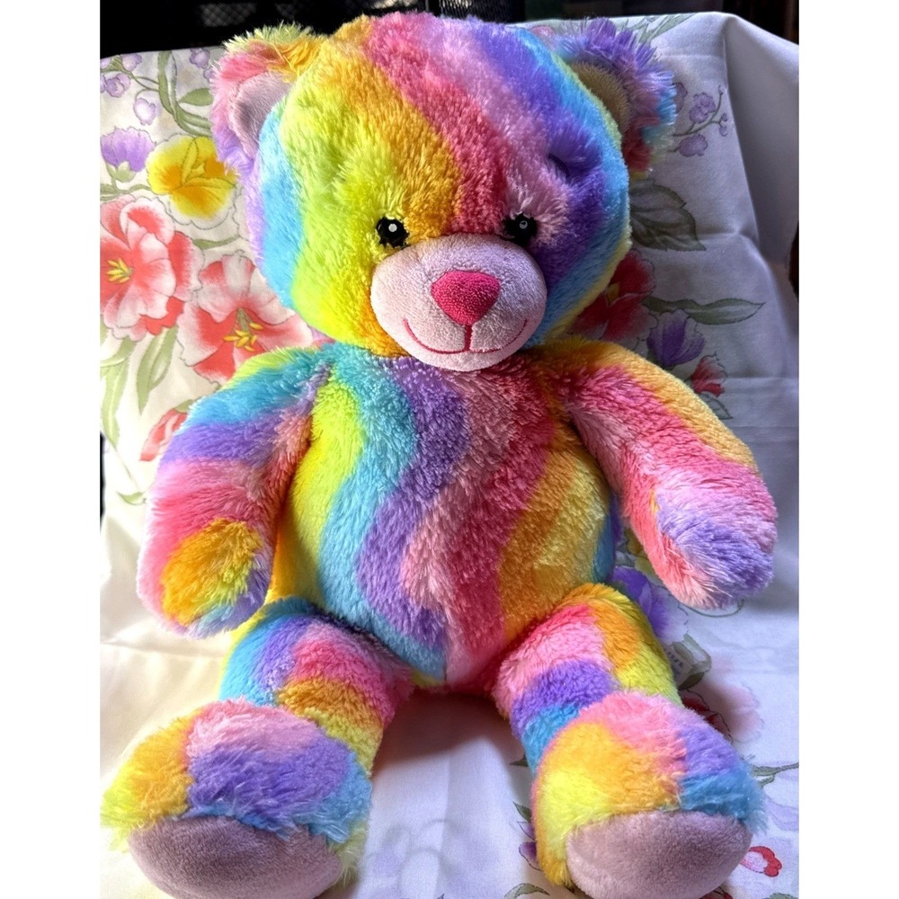 Build A Bear Rainbow Swirl Enchanted Teddy Bear 16" Tie Dye Plush BABW
